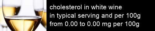 cholesterol in white wine information and values per serving and 100g